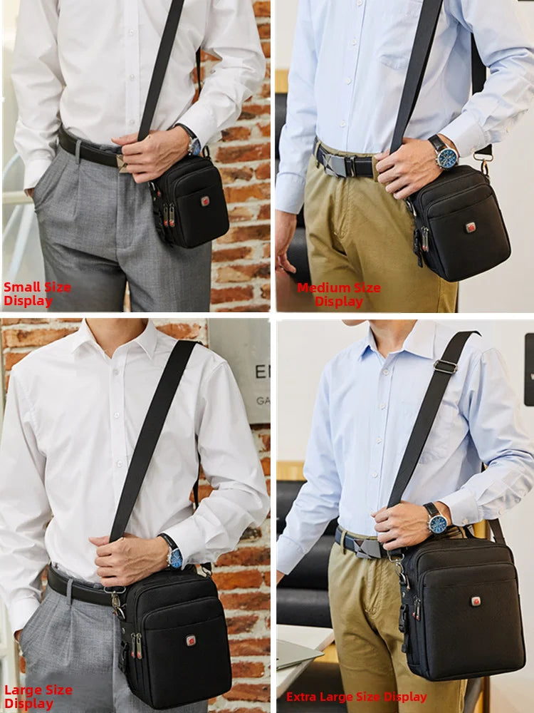 Large Capacity Oxford Cloth Military Knife Crossbody Bag for Men Commuting Work Bag Outdoor Waist Bag Bucket Shape Zipper Clo...