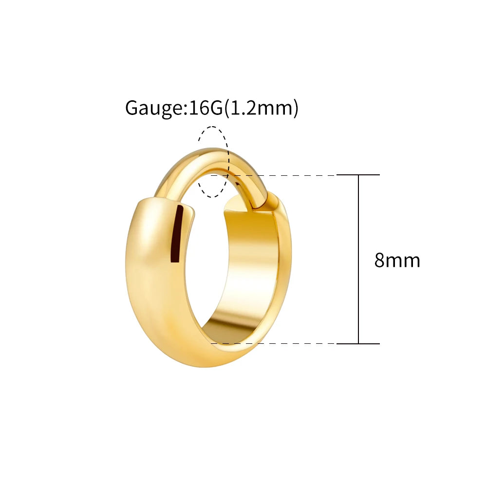 Right Grand ASTM F136 Titanium 16G Wide Chunky Conch Clicker Ring 8/10/12mm Cartilage Hoop Earring Earlobe Nose Piercing Jewelry