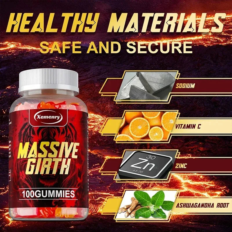 Massive Girth Capsules for Men - Nutrition Supplements That Promote Muscle Growth, Improve Endurance, and Maintain Vitality