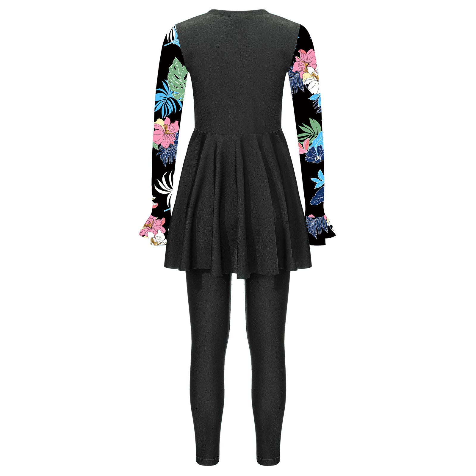 Girls Swimsuits 2 Piece Rash Guard Set UPF 50 Sun Protection Long Sleeve Swim Dress with Leggings Kids Full Body Cover Beachwear