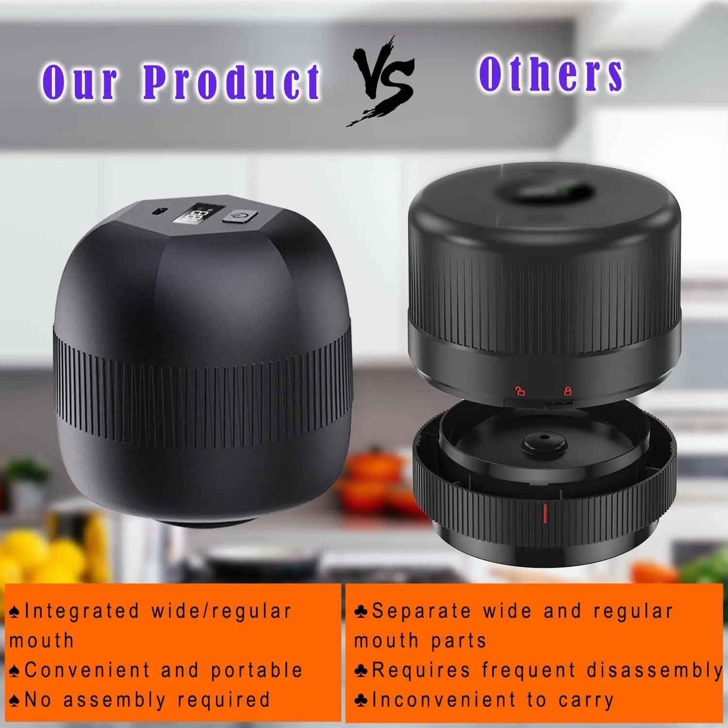 Electric Automatic Kitchen Mini Mason Jar Vacuum Sealer Kit - Pump Machine with Lids Food Preservation Jar Sealer Set