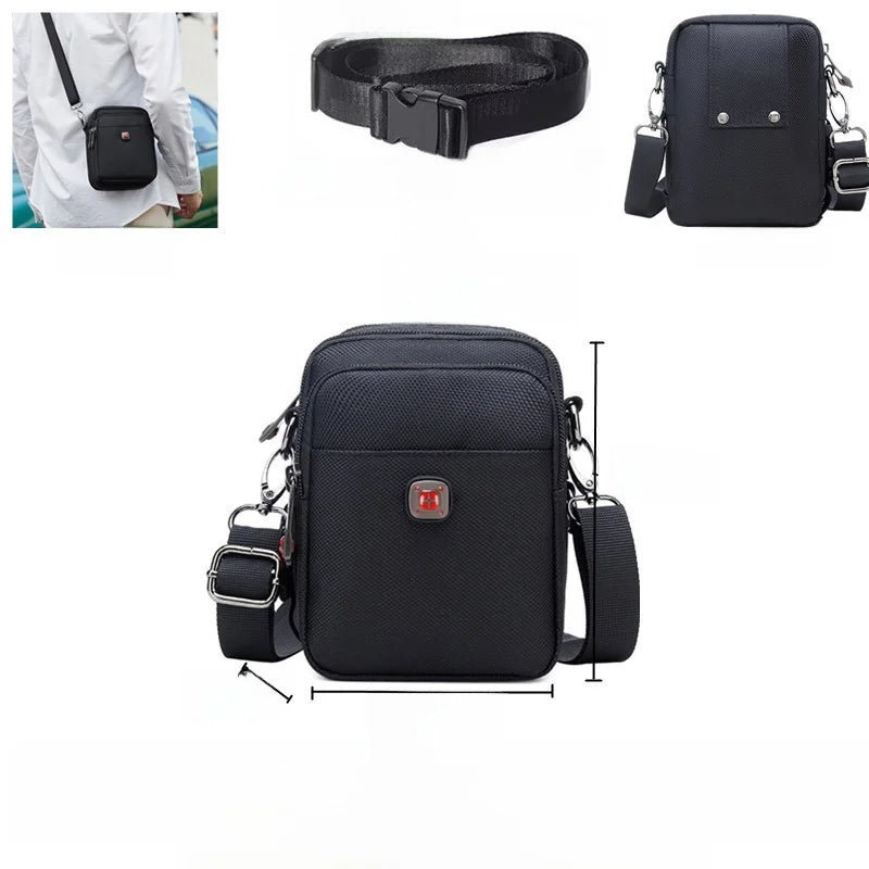 Large Capacity Oxford Cloth Military Knife Crossbody Bag for Men Commuting Work Bag Outdoor Waist Bag Bucket Shape Zipper Clo...
