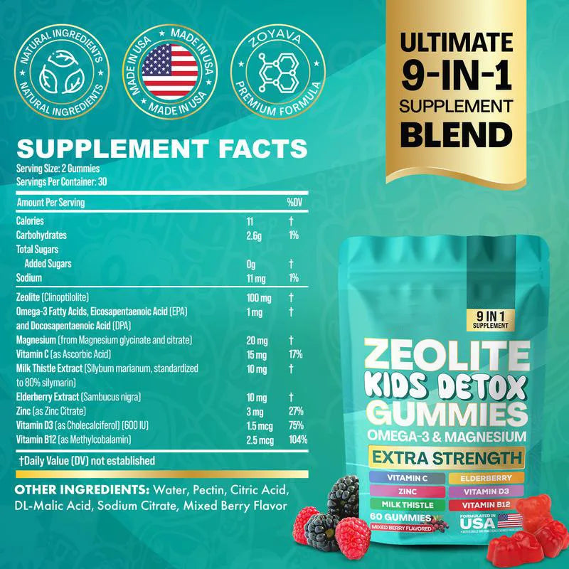 60 Capsules Children's Zeolite Detox Gummy Fruit-flavored Natural Zeolite Gummy To Remove Toxins From The Body Zeolite Gummies