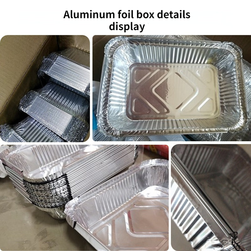 100 Pieces of Barbecue Tin Foil Special Packaging Box Aluminum Foil Lunch Box Home Takeaway Air Fryer Disposable Tin Foil Bowl