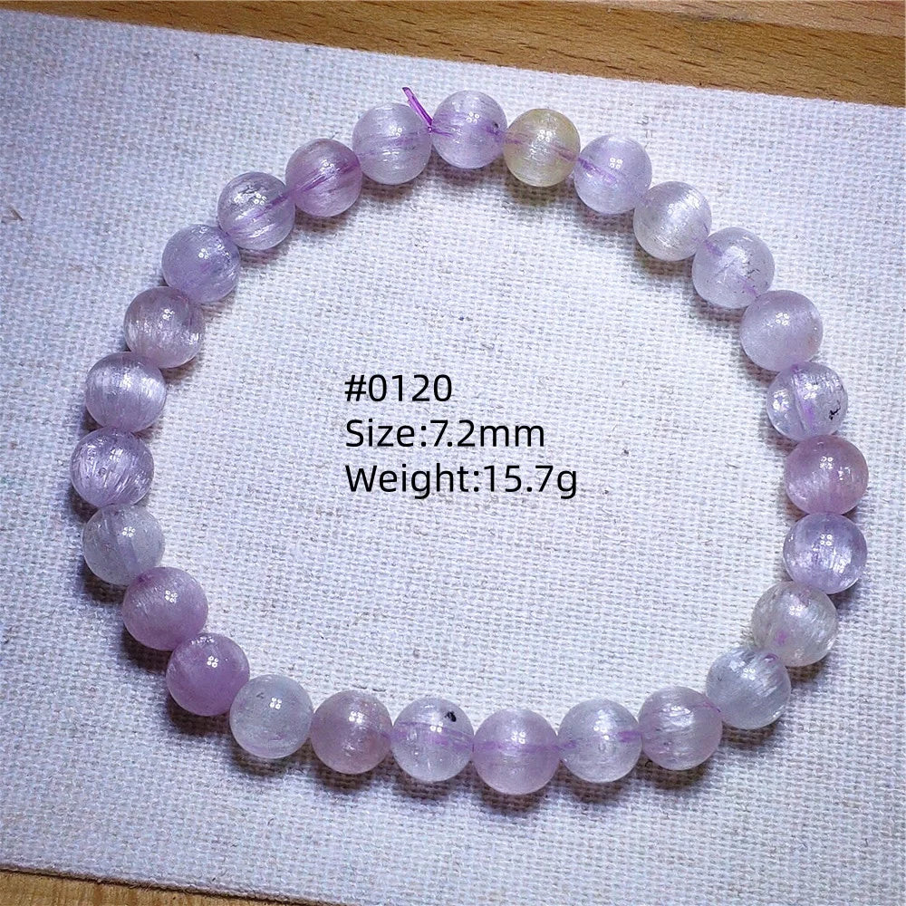 Natural Purple Kunzite Clear Round Beads Bracelet Jewelry Women Men Colorful Kunzite Bracelet Cat Eye Women Men AAAAAA