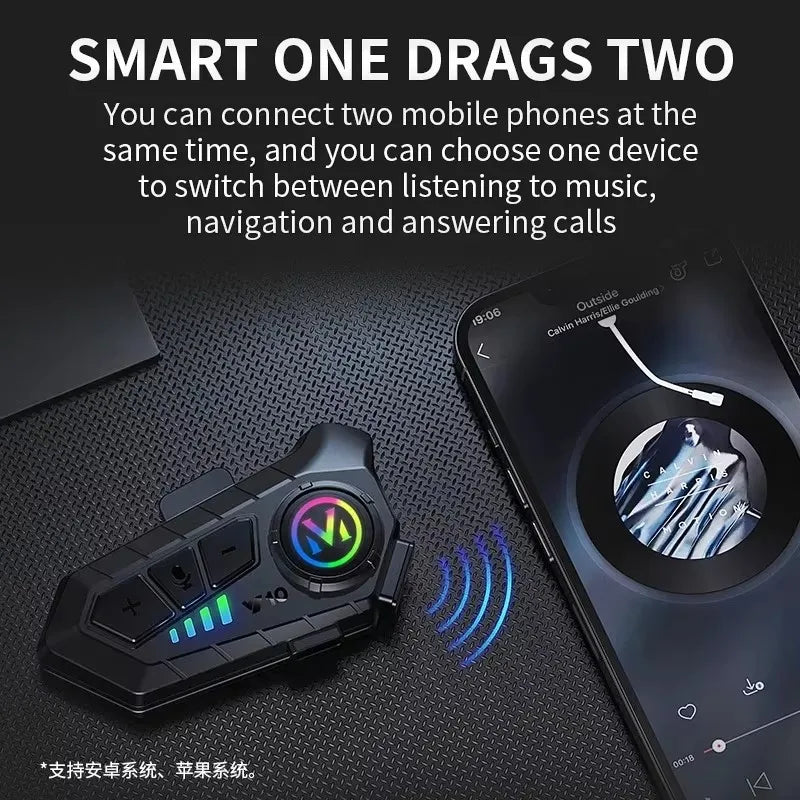 Bluetooth Motorcycle Helmet Headset Wireless IPX6 Waterproof Noice Reduction Earphone Super Long Standby HandsFree Headphone