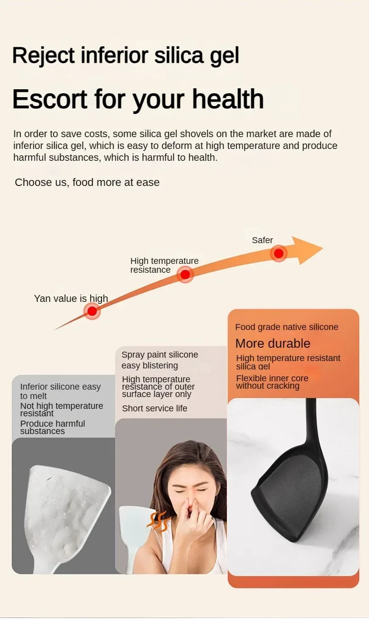 1/10PCS Food-Grade Silicone Kitchen Tools Set, Heat-Resistant Slotted Spoon for Non-Stick Cookware & Hot Pot, Multi-Use Strainer