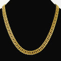 24K AU999 Real Gold Twisted Unisex Chain, 10MM 60CM Bold Polished Boss Necklace, Men's Sideways Neckpiece