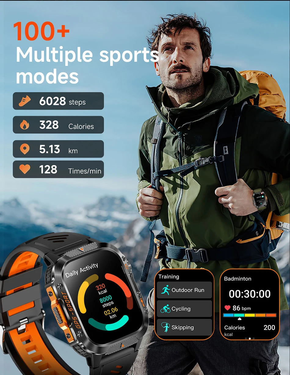 2025 New Dual-Frequency Satellite GPS Sports Smart Watch Compass Barometer Bluetooth Call 10ATM Waterproof Swim Smart Bracelet