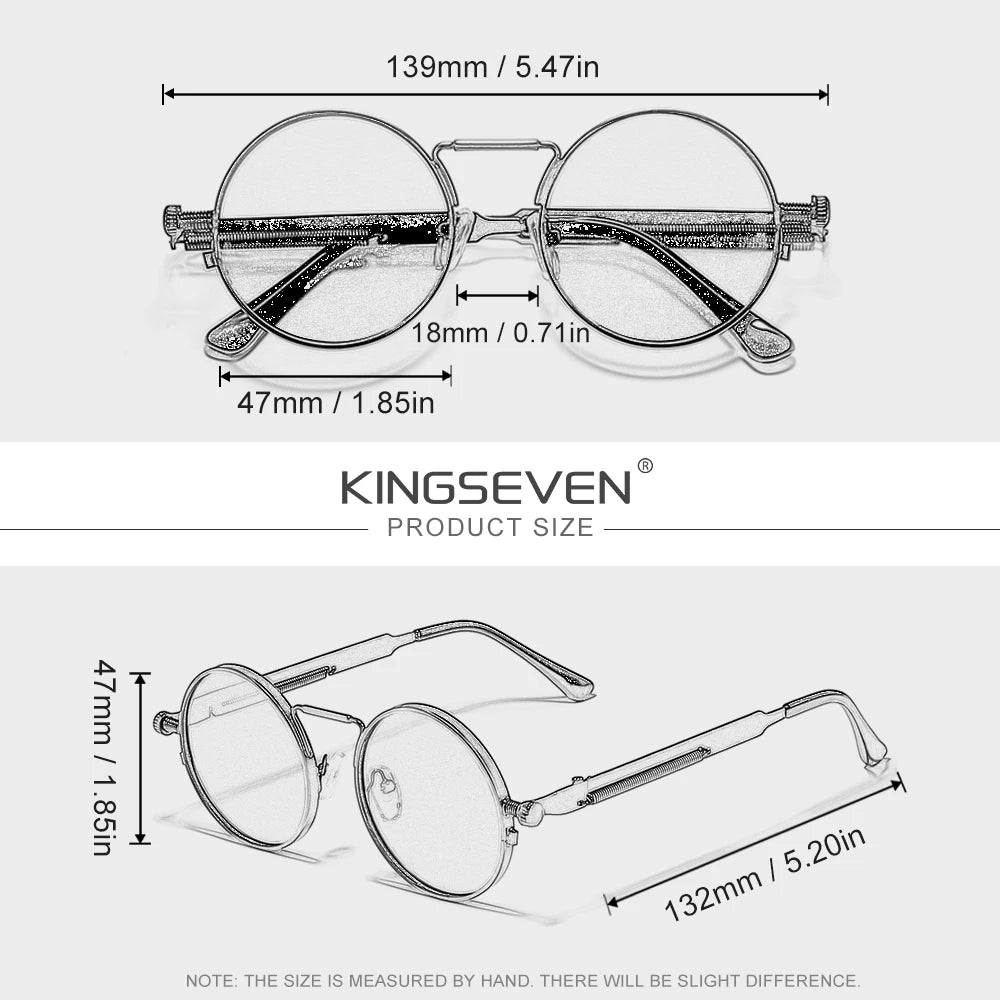 KINGSEVEN Polarized Round Sunglasses Men Retro Vintage Style Women Steampunk Sun Glasses for Men