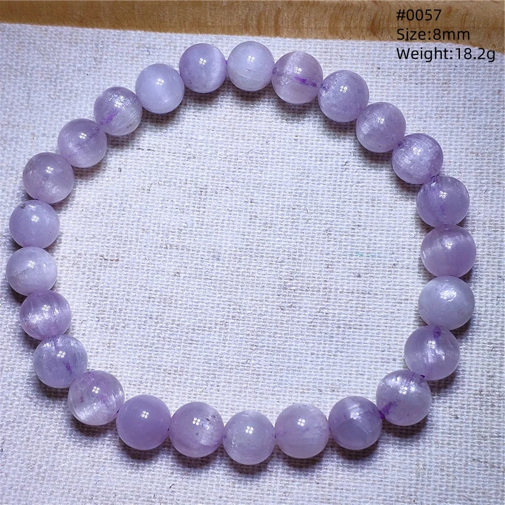 Natural Purple Kunzite Clear Round Beads Bracelet Jewelry Women Men Colorful Kunzite Bracelet Cat Eye Women Men AAAAAA