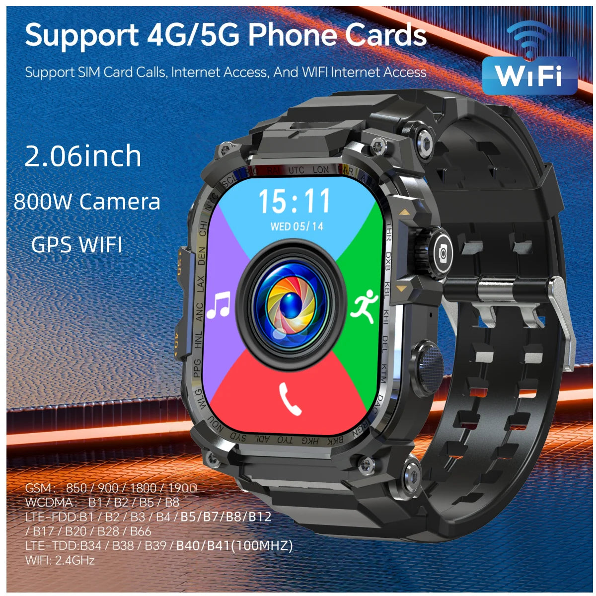 APPLLP 7 MAX 5G LTE Smartwatch 2.06inch Amoled Larger Screen Android 10.0 Smart Watch With 8MP Rotary Camera Sim Card Slot WIFI