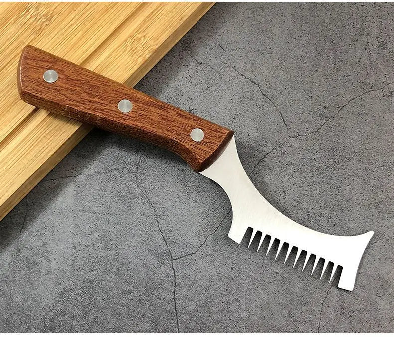 403 Stainless Steel Wide Tooth Green Onion Slicer Kitchen Solid Wood Handle Onion Cutter Shredder Vegetable Cutting Gadget Tool
