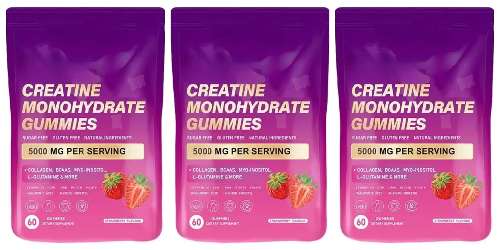 Creatine Monohydrate Gummies Daily Pre & Post Workout Recovery Support Contain Collagen,Biotin,Vitamin & Hyaluronic Acid 60count