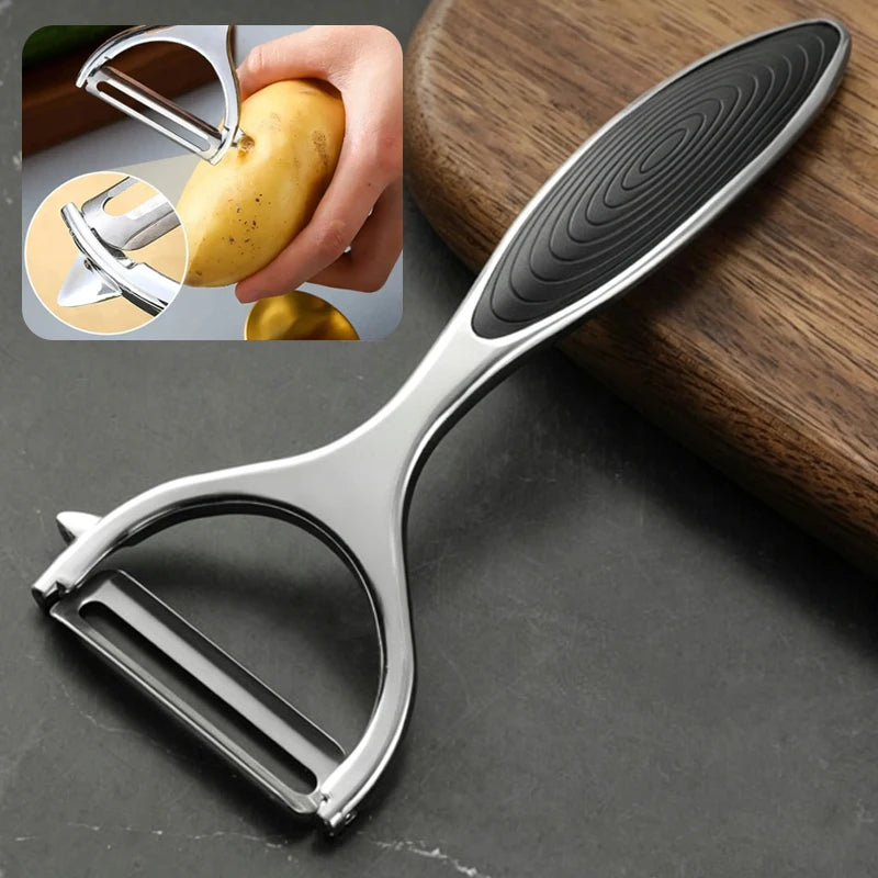 Multi-Function Kitchen-Specific Peeler for Slicing Fruit and Vegetables Stainless Steel Kitchen Peeler with Steel Handle