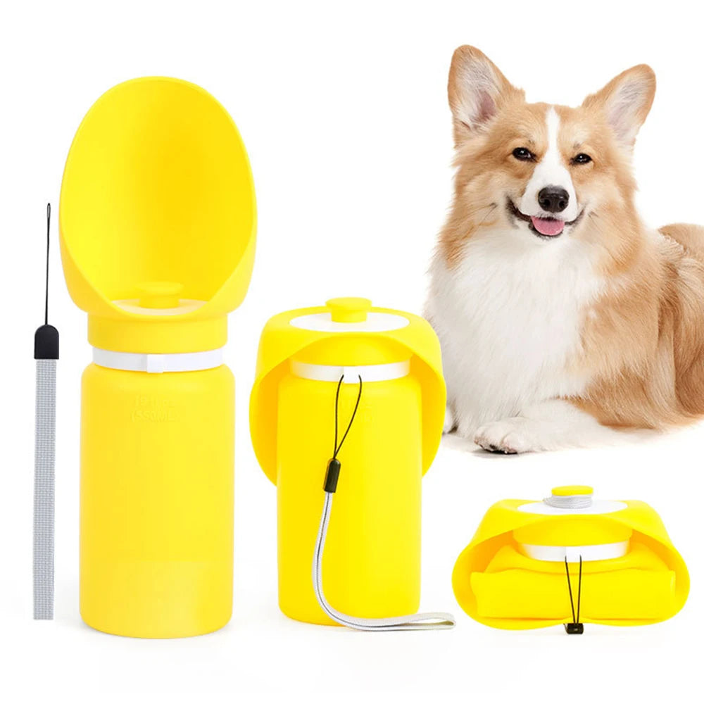 550ml Portable Silicone Pet Water Bottle Outdoor Travel Foldable Leak Proof Dog Water Bottle Cat Water Bottle