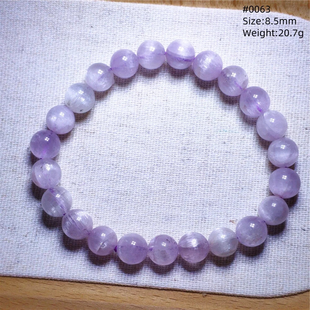 Natural Purple Kunzite Clear Round Beads Bracelet Jewelry Women Men Colorful Kunzite Bracelet Cat Eye Women Men AAAAAA