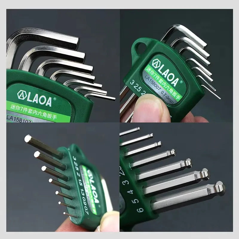 LAOA Mini 7-piece allen wrench hexagonal hexagonal screwdriver set 0.7/0.9/1.3/1.5/2/2.5/ 3mm wrench Allen key