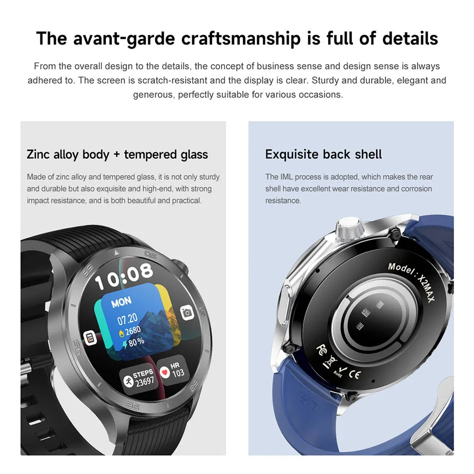 For OPPO Watch X Smart Watch Men High-end Business Men Bluetooth Call IP68 Waterproof Fitness Tracker Smartwatch Man 2025 New