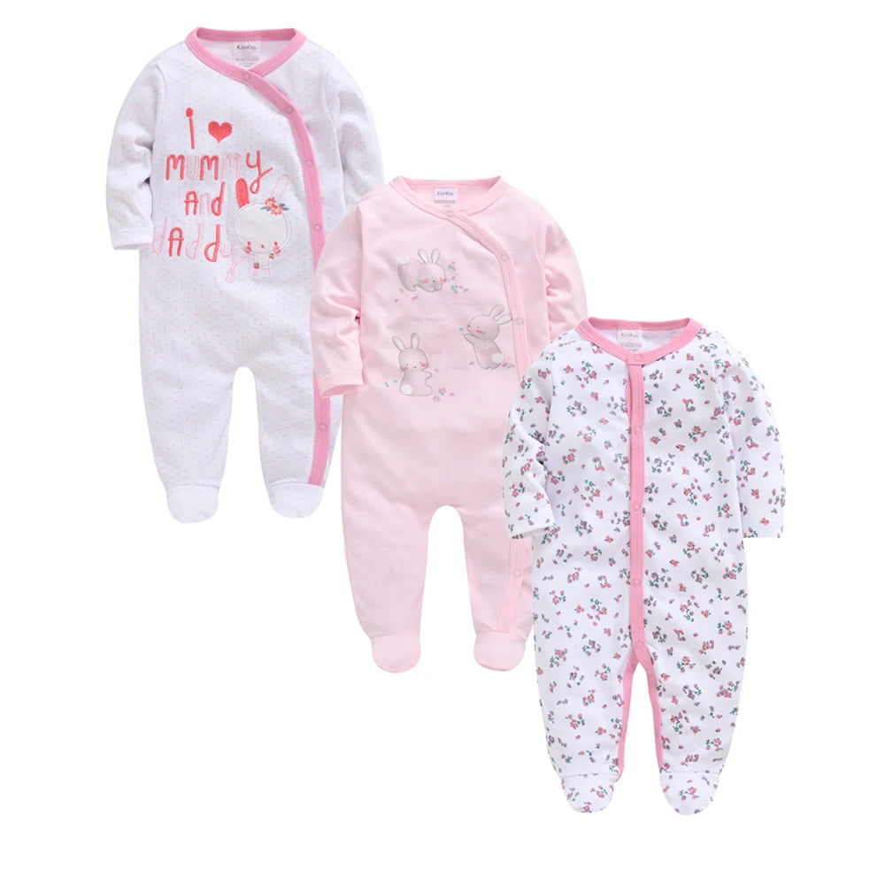 2025 3 pcs/lot Baby Boy Girls Rompers 100% Cotton Long Sleeve Overalls 0-12 Months Cool Print  Newborn Jumpsuit