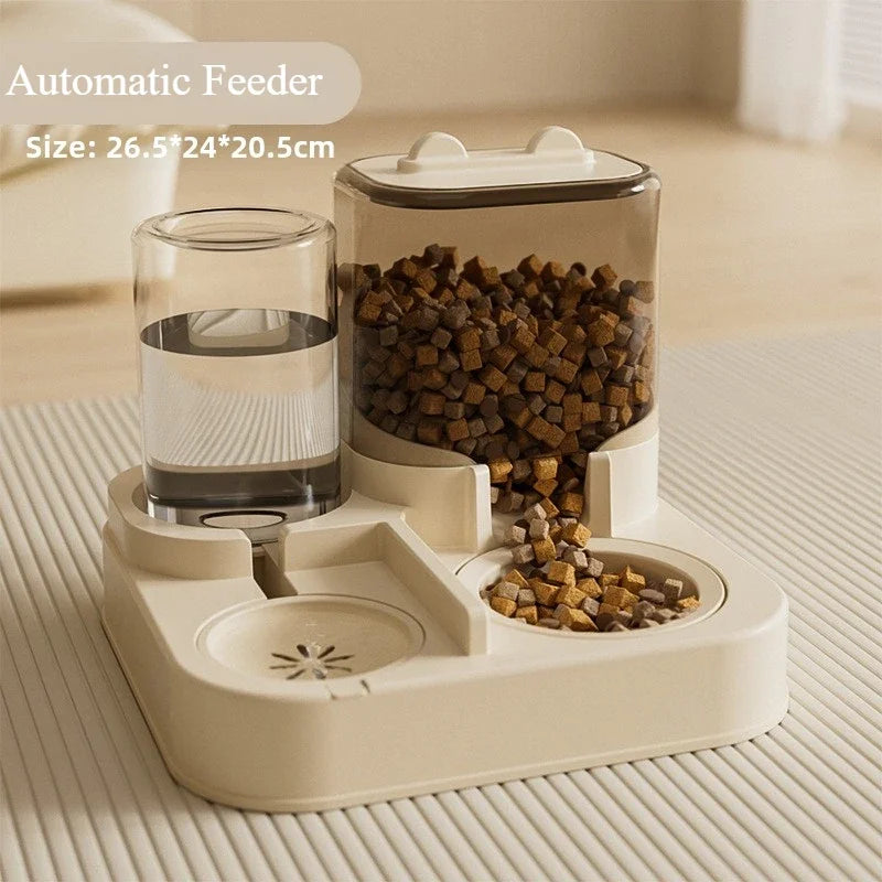1EE 1Automatic Cat Feeder & Water Fountain Set - Food Grade Plastic - for Cats & Dogs - Gravity Feed Design