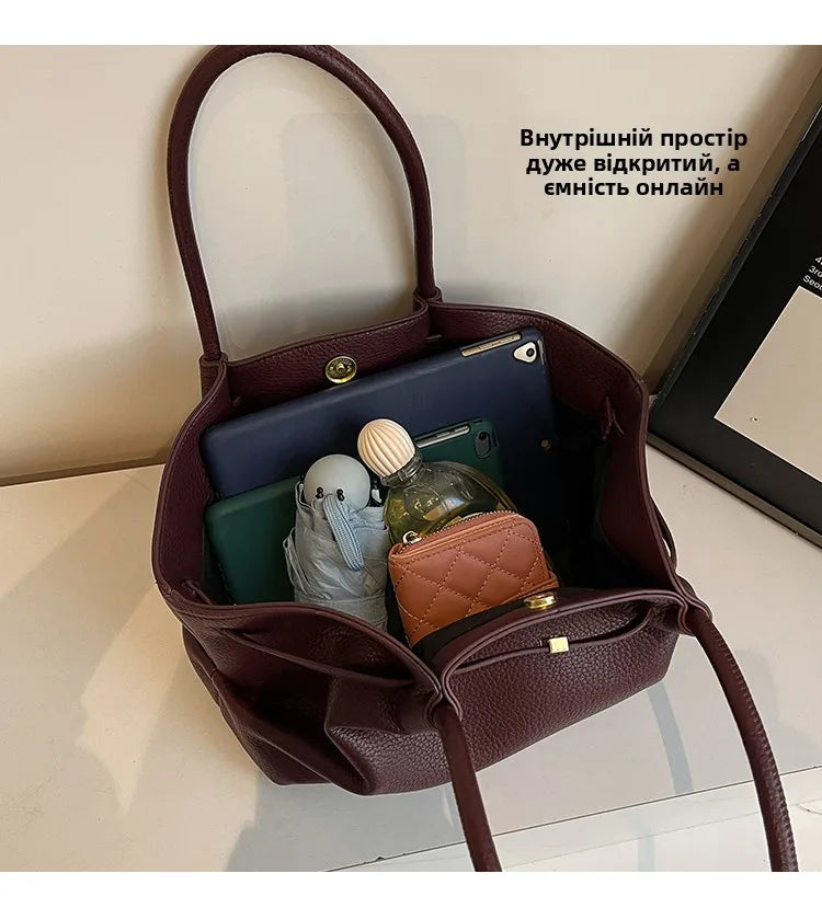 Large Capacity Women's Shoulder Bag Commuter Tote Bag Underarm Single Shoulder Bag Retro Design Casual Handbag
