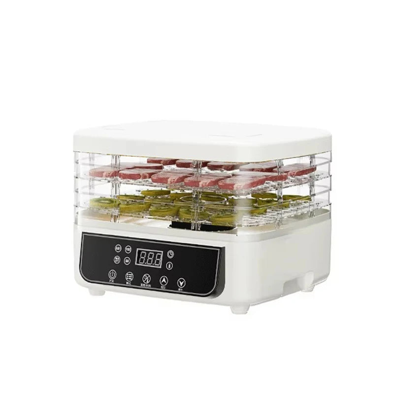 DMWD Dried Food Dehydrator Herb Fruit Vegetable Dehydration Drying Machine Smart Timing 5 Trays Pet Snacks Meat Hot Air Dryer EU