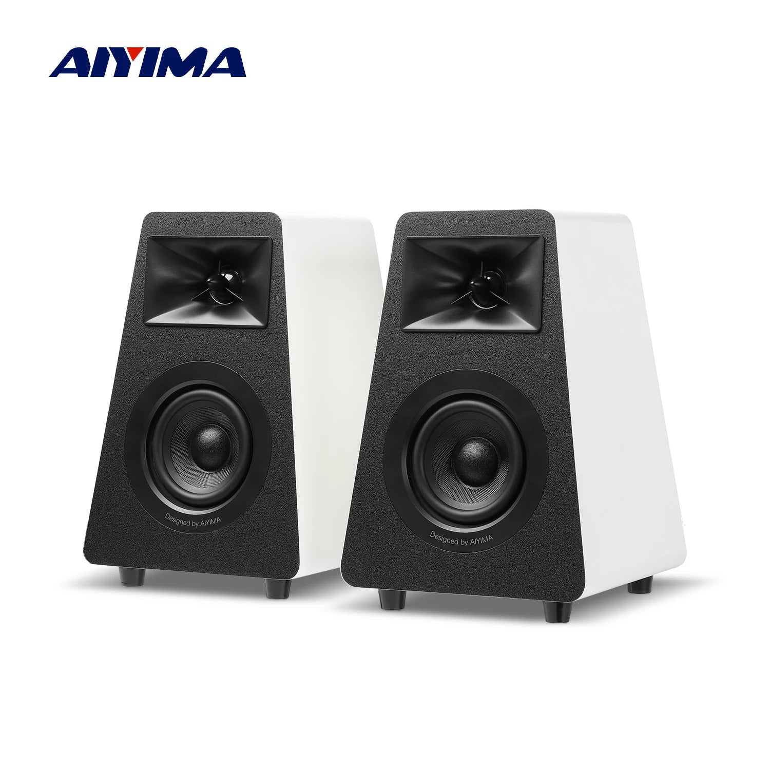 AIYIMA S30 Active Bookshelf Speakers Bluetooth 5.3 Wooden 100W Studio Monitor Speakers Hifi Home Theater Subwoofer Orange/White