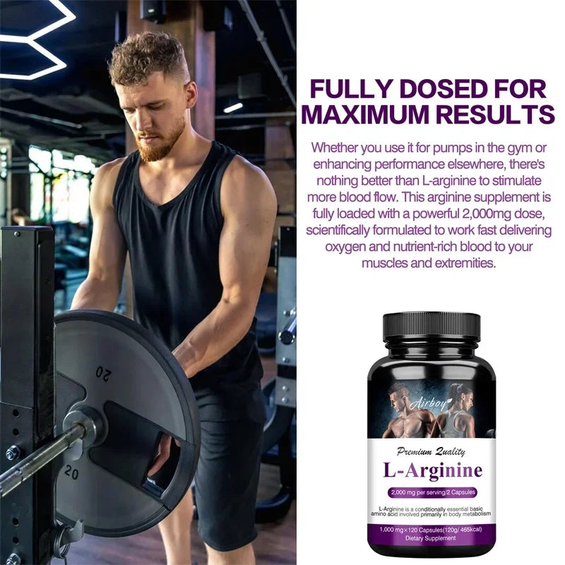 Men's L Arginine Capsules Supplement Endurance Performance for Workouts Muscle Growth Mercury for Adult