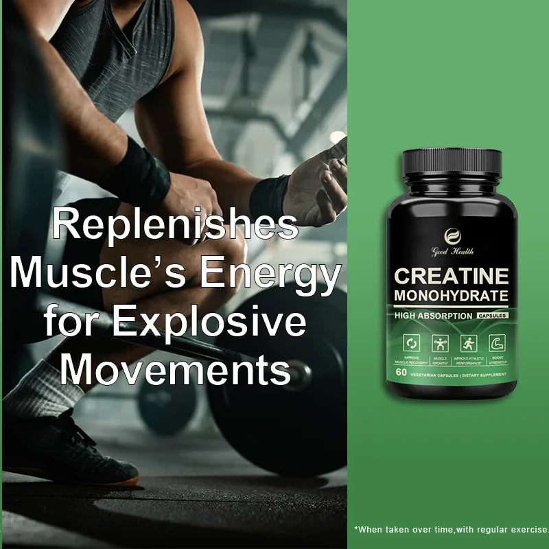 Creatine Monohydrate Capsules For Enhance Muscle Mass Strength & Performance Improvement Workout Recovery Mass Gainer
