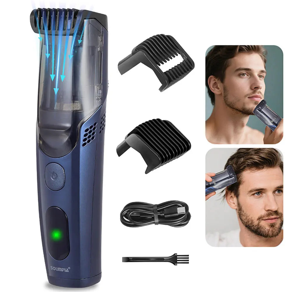 Hatteker Cordless Beard Trimmer Men Rechargeable Electric Shaver Built-in Vacuum Clipper for Mustache Sideburns IPX6 Washable