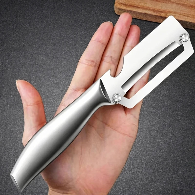 Stainless Steel Kitchen Peeler Multi-Function Kitchen-Specific Peeler for Slicing Fruit and Vegetables with Wooden/ Steel Handle
