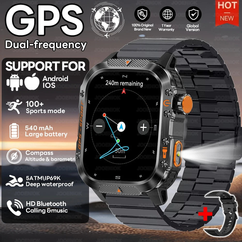 2025 New Dual-Frequency Satellite GPS Sports Smart Watch Compass Barometer Bluetooth Call 10ATM Waterproof Swim Smart Bracelet