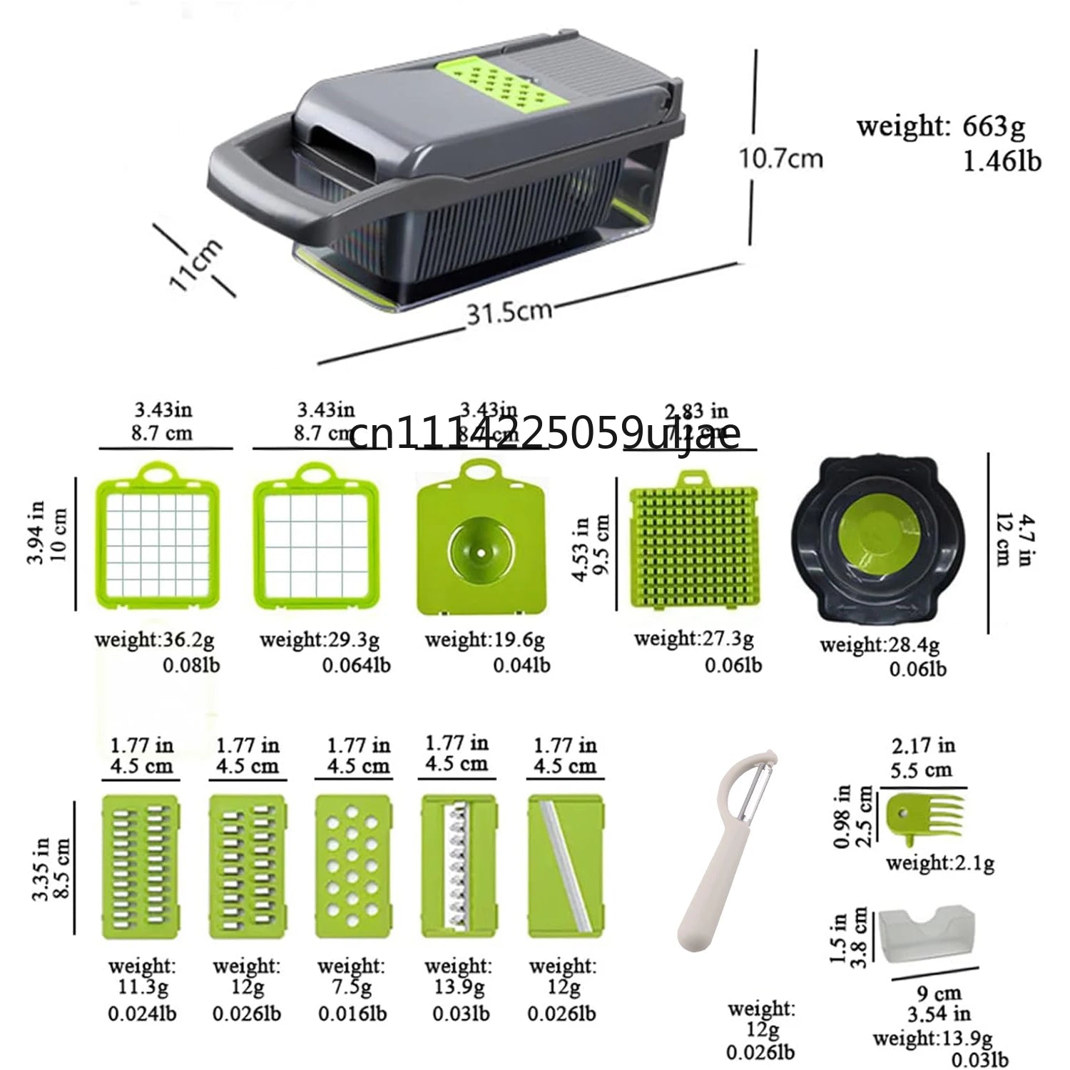 16-in-1 Professional Kitchen Slicer with Cleaver Blade, Multi-Function Food Chopper for Potatoes, Tomatoes, and Vegetables