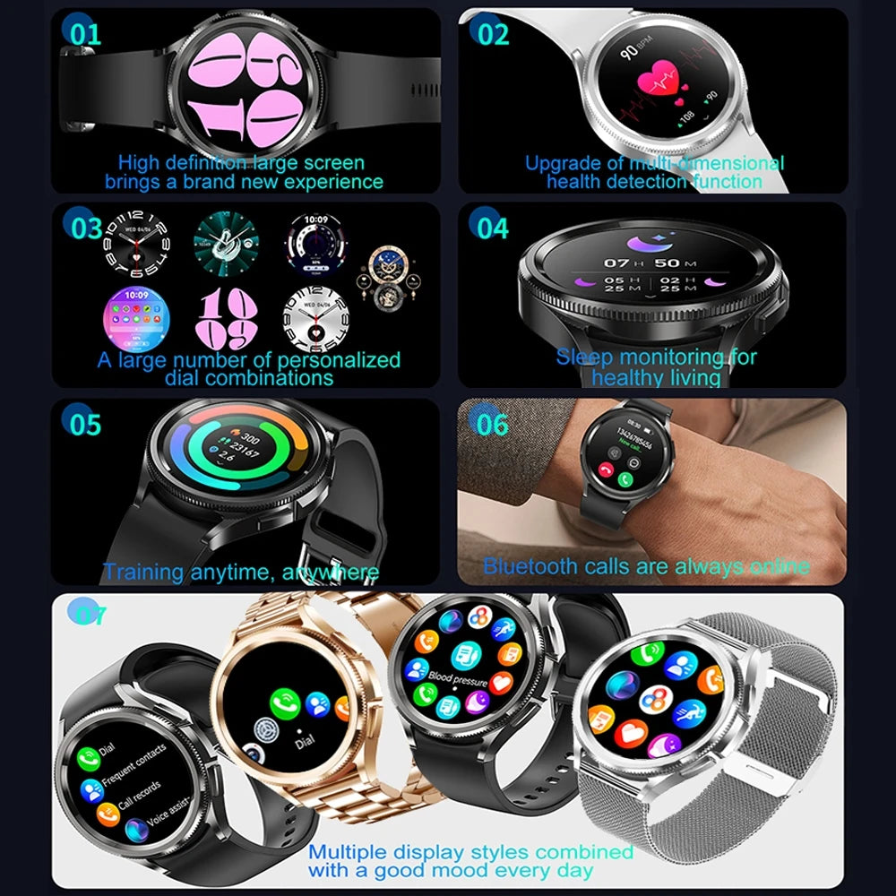 2025 New Watch 6 Smart Watch Men 1.46 inch GPS Sports Fitness Tracker Custom Dial Clock Heart Rate BT Calling SmartWatch Women
