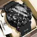 POEDAGAR Original Luxury Man Watch Chronograph Waterproof Luminous Sports Men Clock Calendar Silicone Strap Quartz Men's Watches