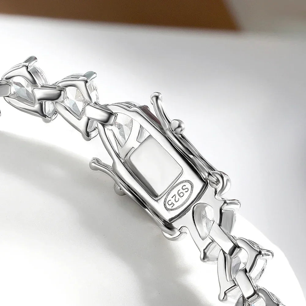 Certified 0.5carat Pear Cut Moissanite Diamond Tennis Bracelets for Women 925 Sterling Silver Waterdrop Shape Wrist Chain