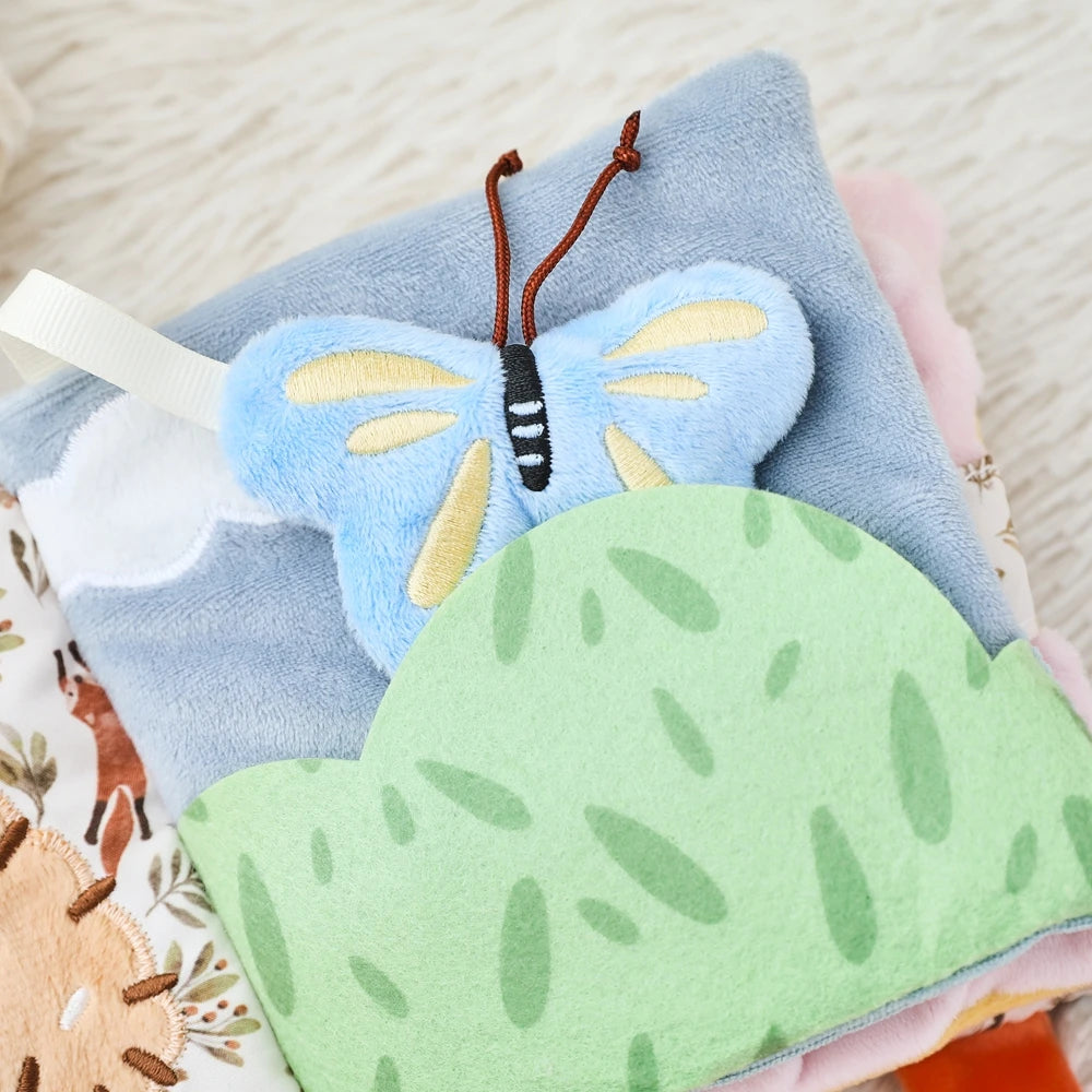 Baby Toys Cloth Book Early Educational Baby Toys Sensory Book Baby Soft Books Toys Fluffy Cartoon Elephant Books With Mirror