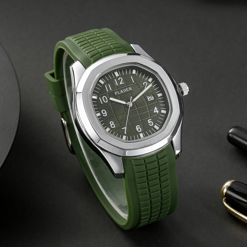 Fashion Watch Men Classic Orange Grenade Dial Minimalist Wristwatch Sport Silicone Strap Dive Auto Date Men's Watches Hot Sale