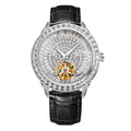 2025 New Haemmer Jacob Diamond Face Tourbillon Mechanical Men's Watch Men's Genuine Leather Glowing Mechanical Watch