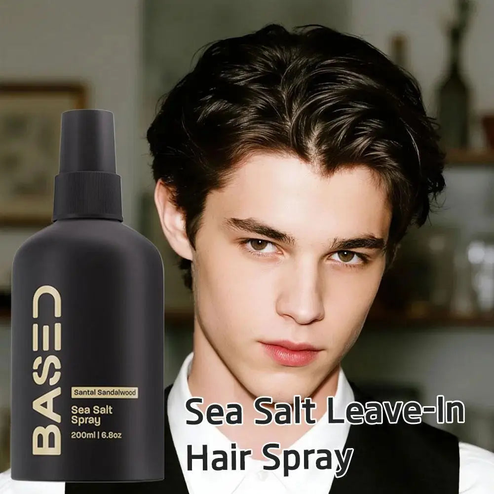 BASED Sea Salt Hair Styling Set, 200ml Santal Sandalwood Scent, Volumizing Spray & Curl Cream, Long-Lasting Hold Fluffy Wave