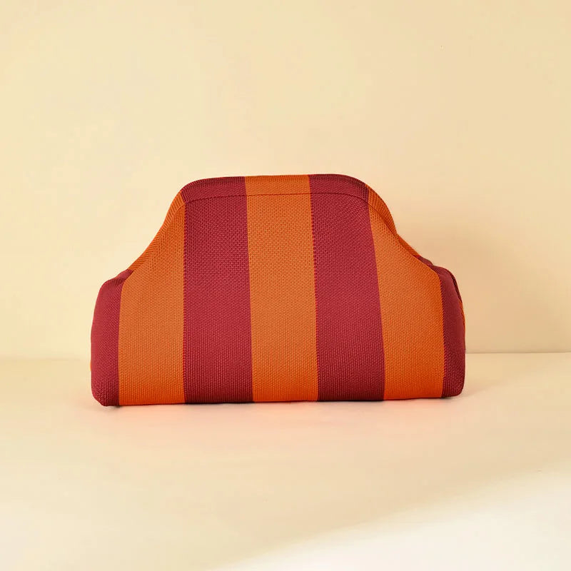 Striped Beach Bag Cloud Knitted Fashion Commuter All-Match Makeup Bag Weave Cross-Border Style Polyester Pillow-Shaped Bag