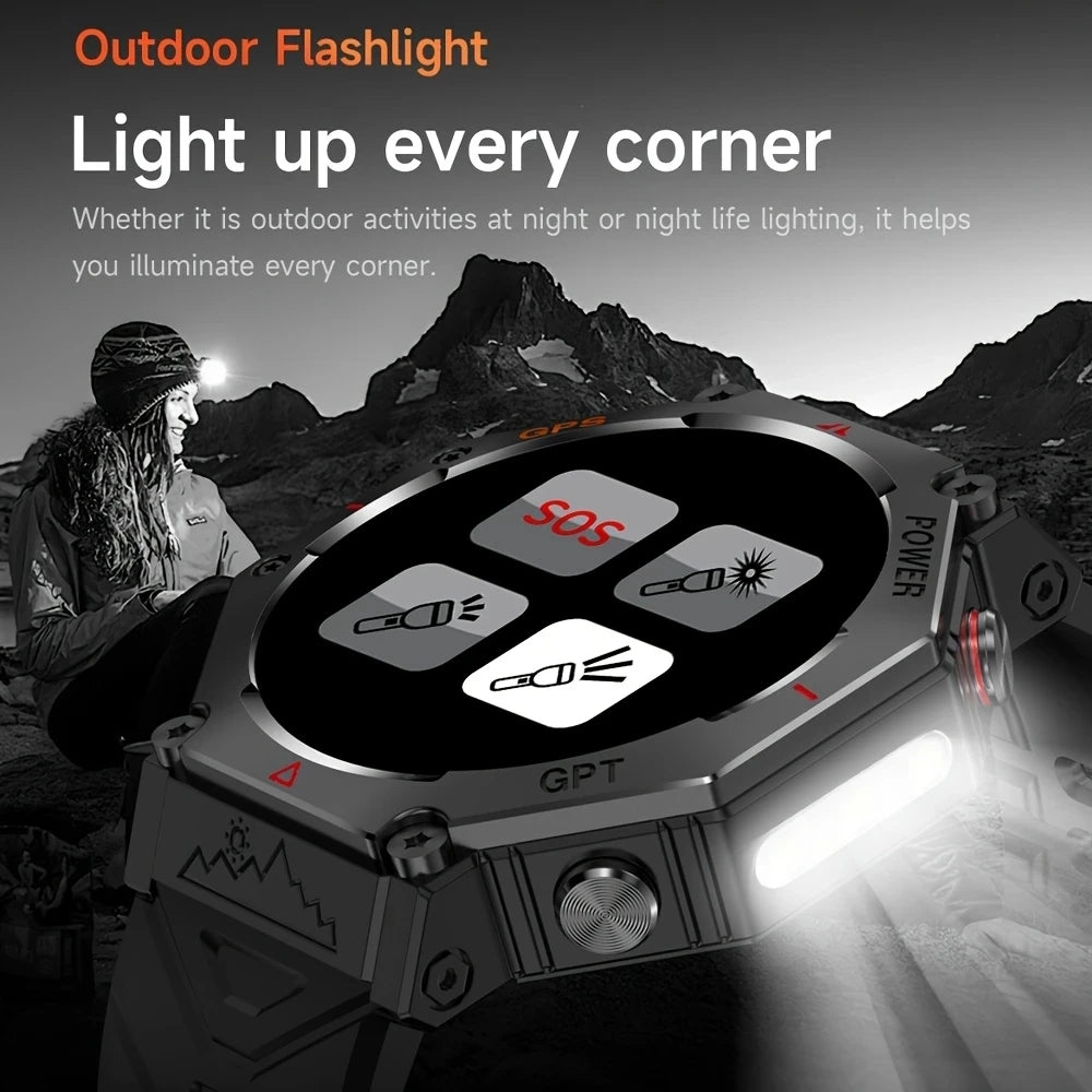 New ChatGPT AI assistant smartwatch with 5ATM water resistance, GPS, built-in dual-frequency GNSS and compass. For men and women