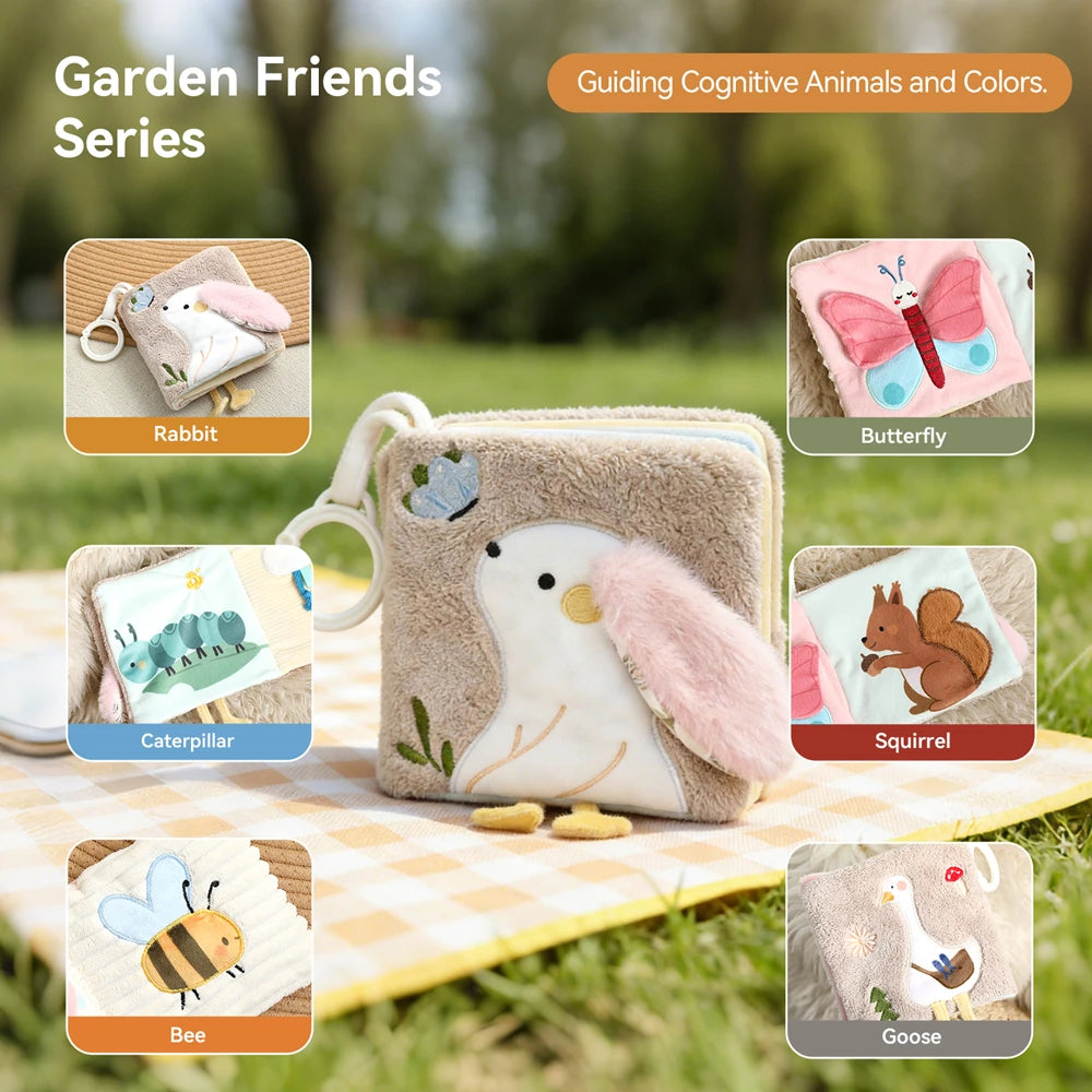 Bunny Cloth Soft Touch Book, Baby Toys 3D Sensory Early Learning Stroller Toys Infant 0-12 Months Baby Toys Multifunction Toys
