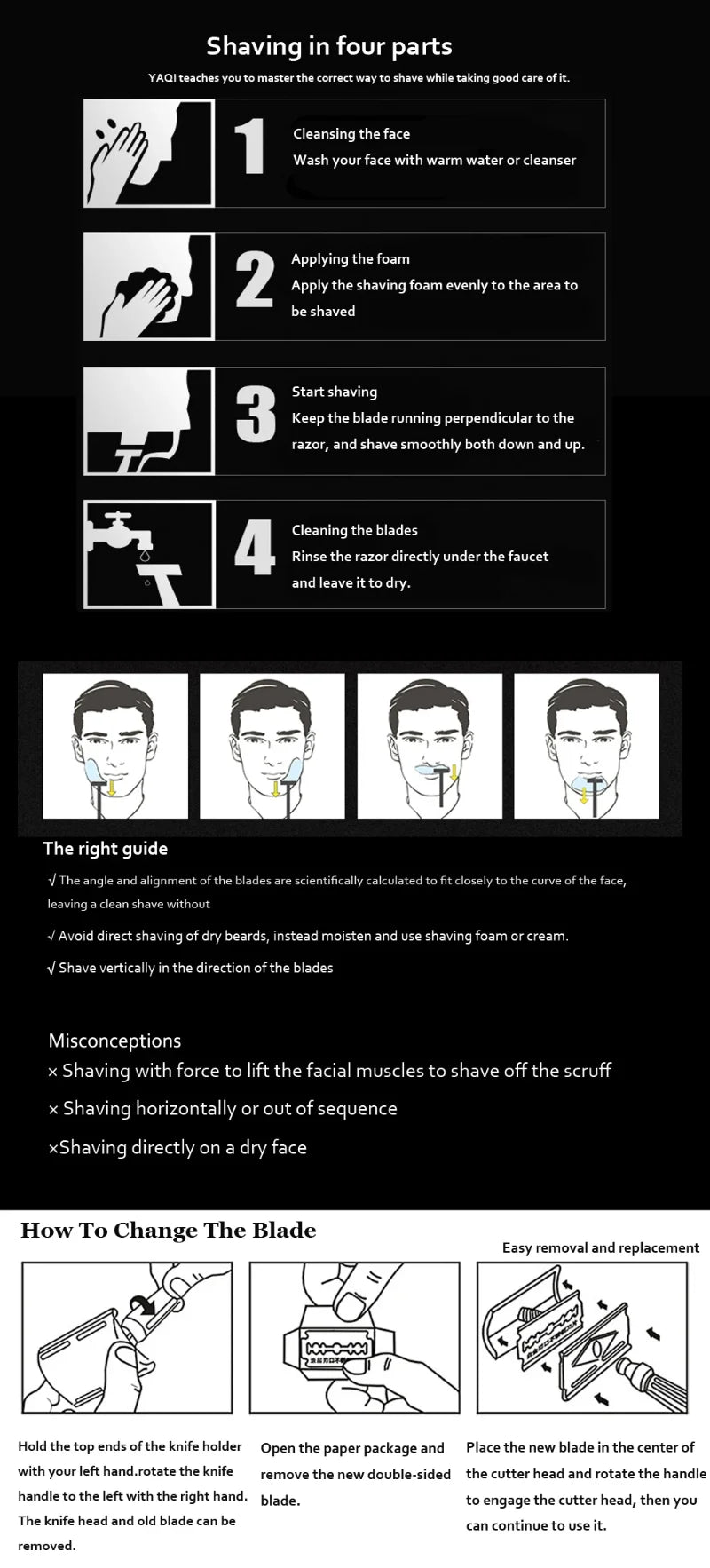 2026 YAQI Matte Chrome Color Mellon Mens Safety Razor Head for Shaving Razors
