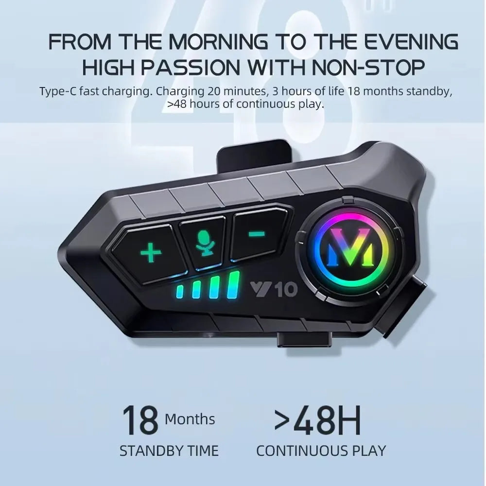 Bluetooth Motorcycle Helmet Headset Wireless IPX6 Waterproof Noice Reduction Earphone Super Long Standby HandsFree Headphone