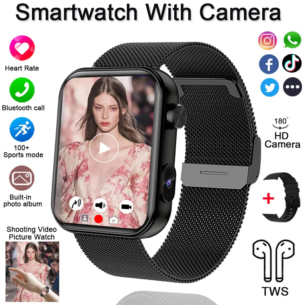 2025 New Smart Watch Women Men HD Camera Record Video Heart Rate 512MB Memory Music Sport Waterproof Bluetooth Call Smartwatch