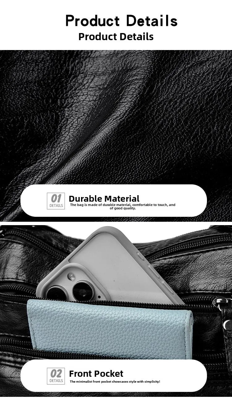 Large Capacity Soft Leather Shoulder Bag Casual Crossbody Bag for Middle-Aged Women 2025 New Style Versatile Mom Bag