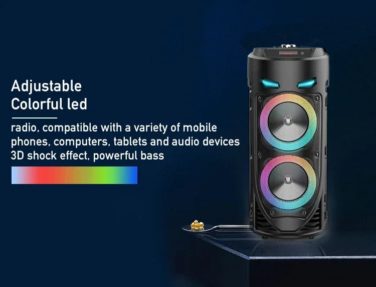 30W Wireless Column Big Power Stereo Portable Bluetooth Speaker Subwoofer Bass Party Speakers with Microphone Family Karaoke USB