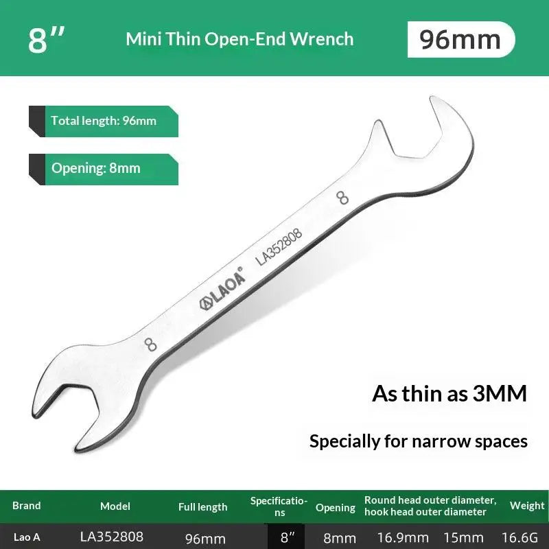 1/8/10Pcs Mini Thin Stainless Steel Double Open-end Wrench 5-11mm Dual-purpose Wrench For Repair Hand Tool Accessory
